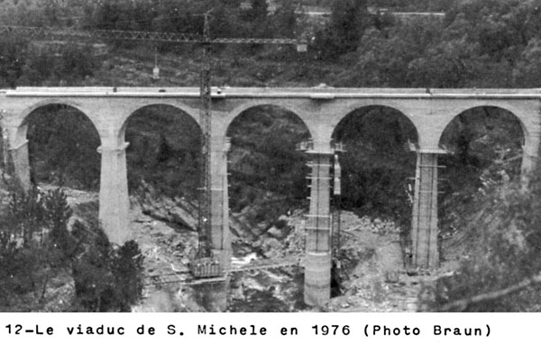 La linea del Tenda durante la ricostruzione - 12. Viadotto S. Michele, 1976.