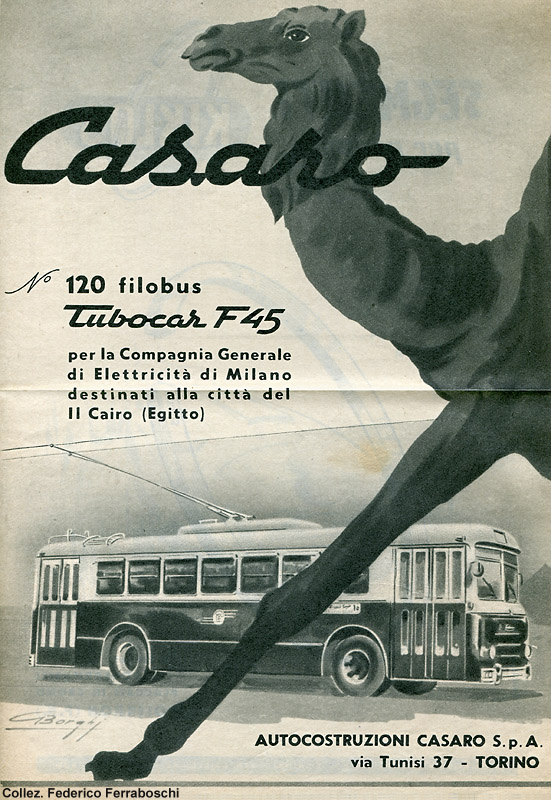 Pubblicit di filobus (anni '50) - Casaro (Il Cairo).