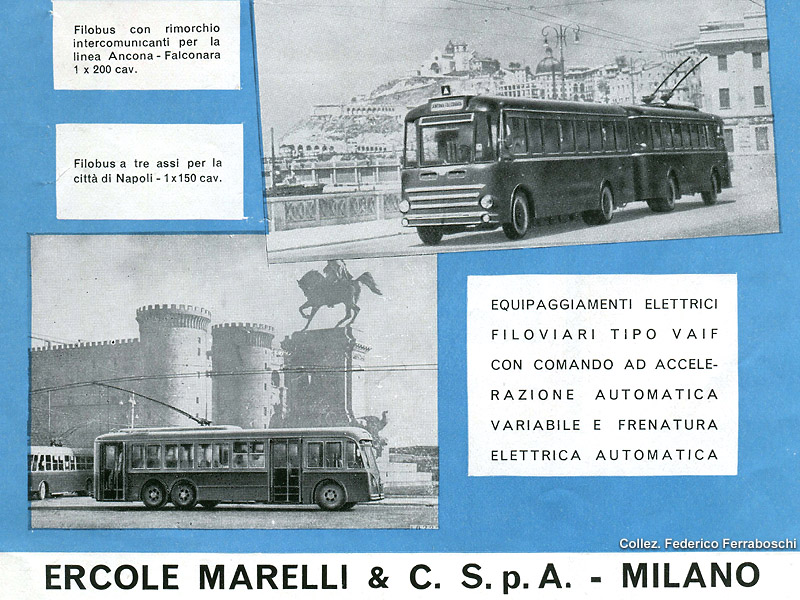 Pubblicit di filobus (anni '50) - Marelli.
