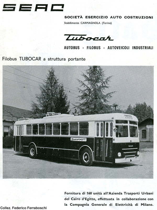 Pubblicit di filobus (anni '50) - Seac (Il Cairo).