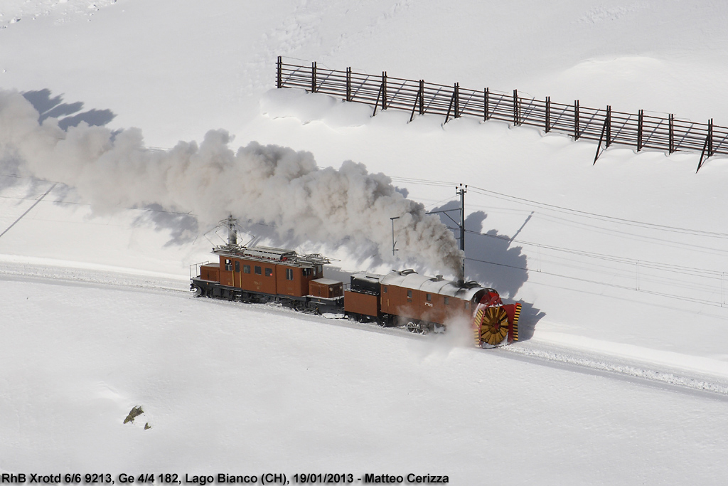 La linea del Bernina - Xrotd 6/6 9213, Ge 4/4 182, Lago Bianco.