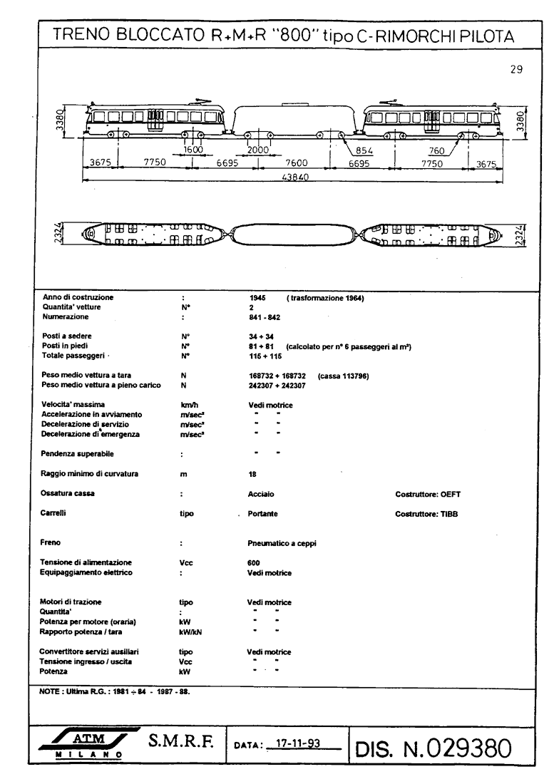 Materiale rotabile tranviario interurbano - Treno bloccato 800 Tipo C - Rimorchi pilota