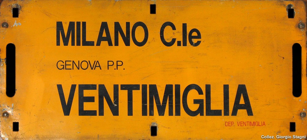 Cartelli di percorrenza - Interregionale Milano-Ventimiglia.