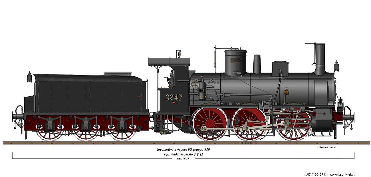 Locomotive a vapore con tender separato - Gr. 320