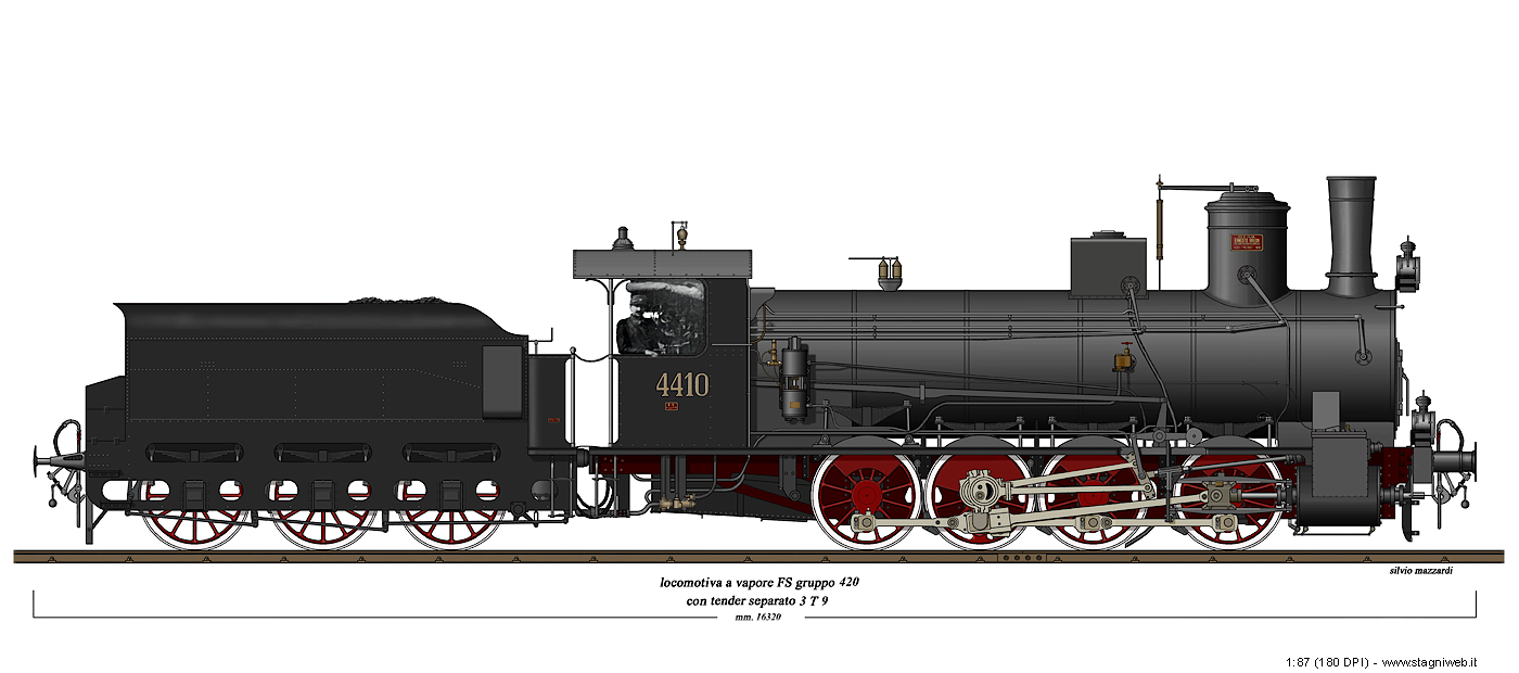 Locomotive a vapore con tender separato - Gr. 420