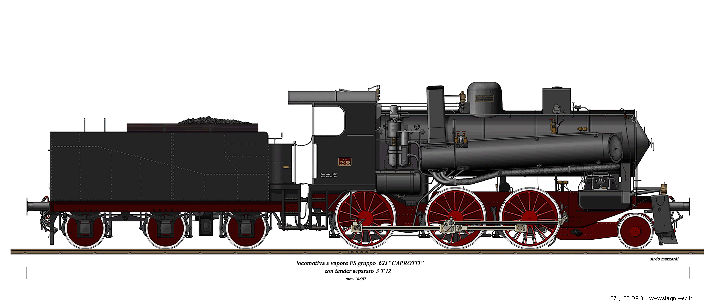 Locomotive a vapore con tender separato - Gr. 623 Franco-Crosti Caprotti