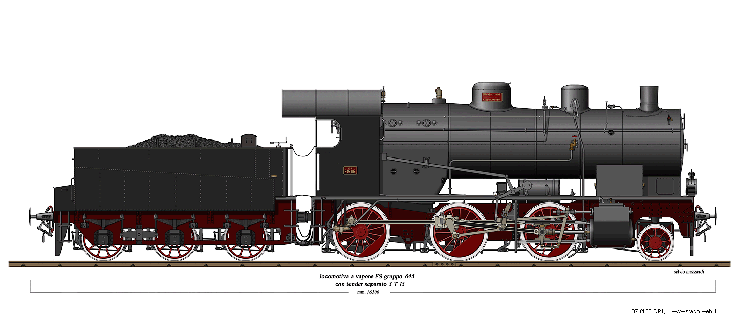 Locomotive a vapore con tender separato - Gr. 645