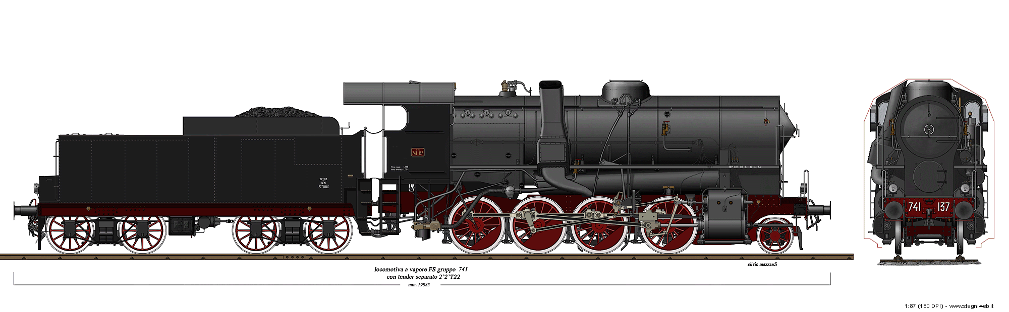 Locomotive a vapore con tender separato - Gr. 741 Franco-Crosti