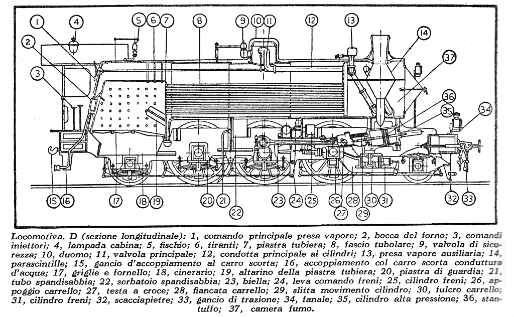 Locomotiva (680). - Sezione longitudinale.