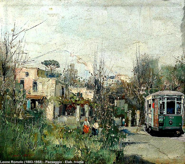 Un treno dentro il quadro! - Leone Romolo (1883-1958)