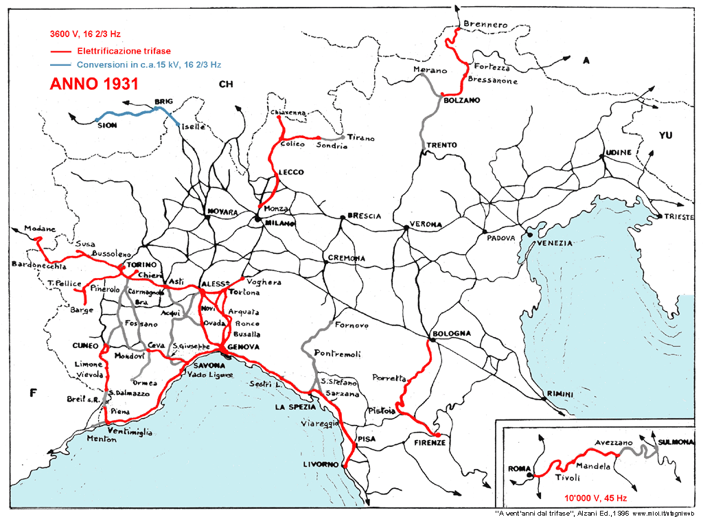 La rete trifase - Anno 1931.