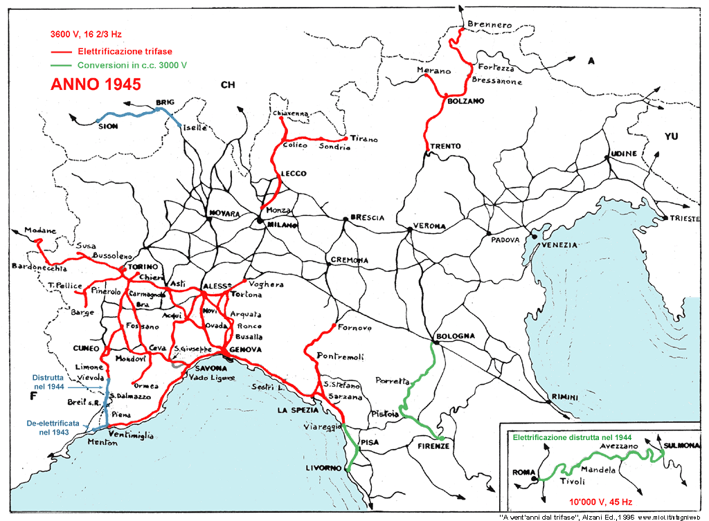 La rete trifase - Anno 1945.