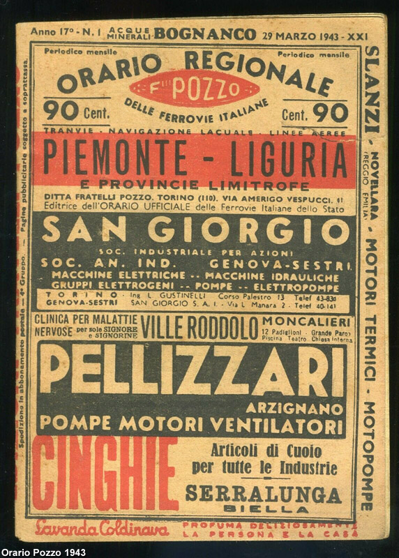 Altri orari - Orario Pozzo 1943.