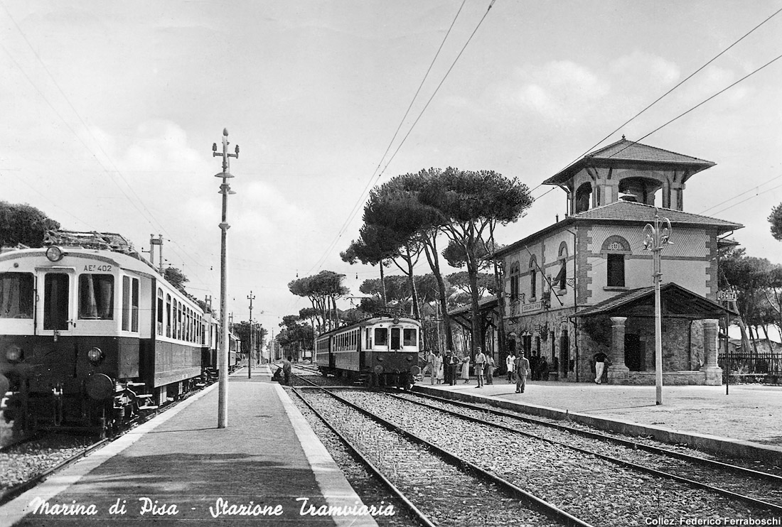 Elettromotrici in cartolina - Marina di Pisa.