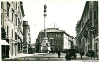 Cartoline di tram romani - Piazza di Spagna.