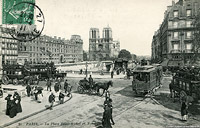 Tram elettrici a terza rotaia - Paris Place St-Michel.