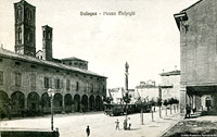 Tram a vapore in cartolina - Bologna, piazza Malpighi.
