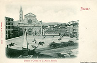 Tram a vapore in cartolina - Firenze.