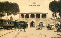 Tram a vapore in cartolina - Lucca, Porta S.Maria.
