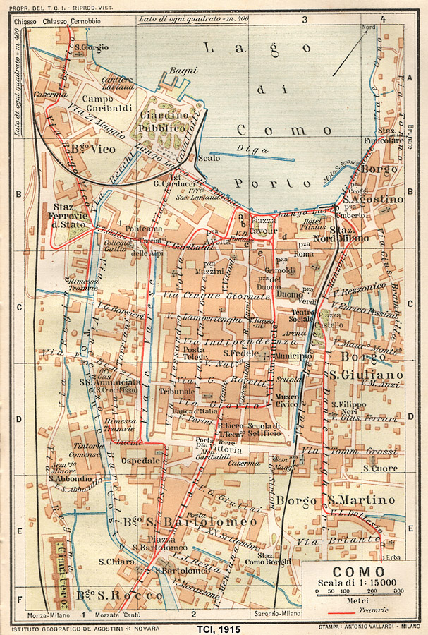 Citt italiane, anni '20 - Como - TCI, Guida d'Italia, 1915.