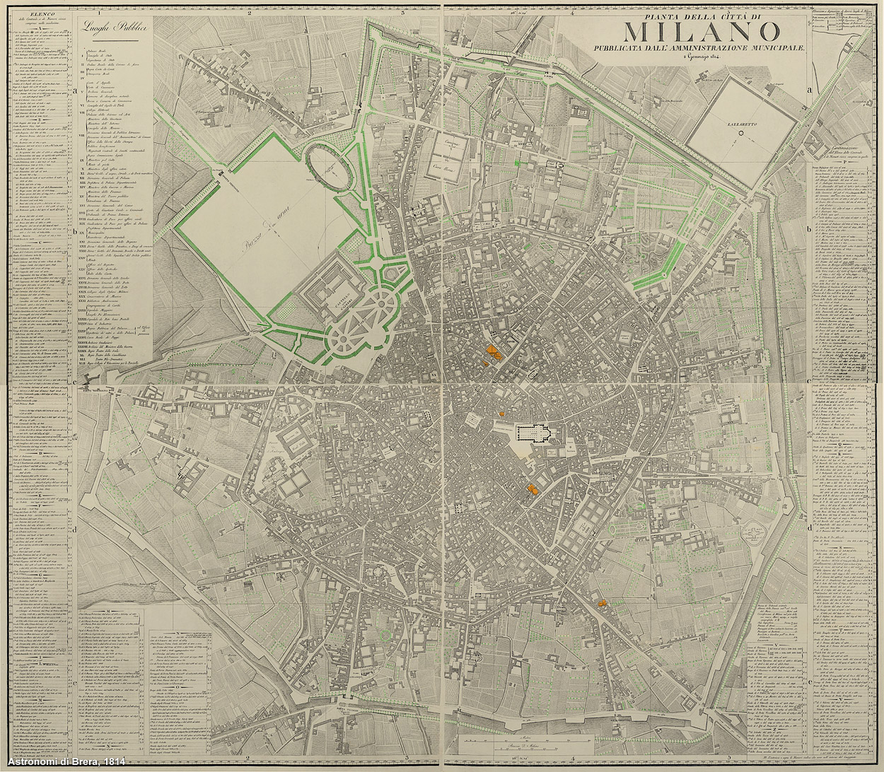 Milano, 1814 - Alberi e teatri.