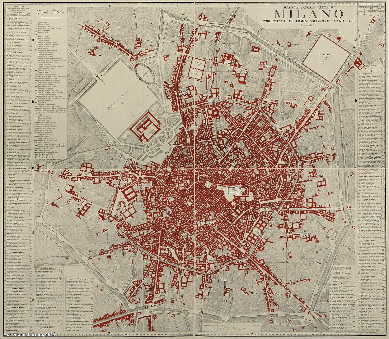 Milano, 1814 - Edifici.
