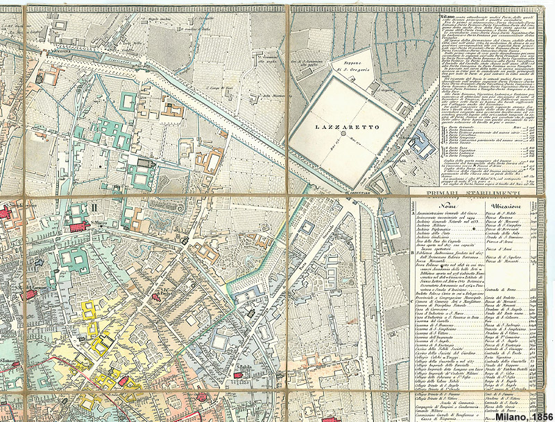 Milano, 1856, riquadri - Milano, Nord Est