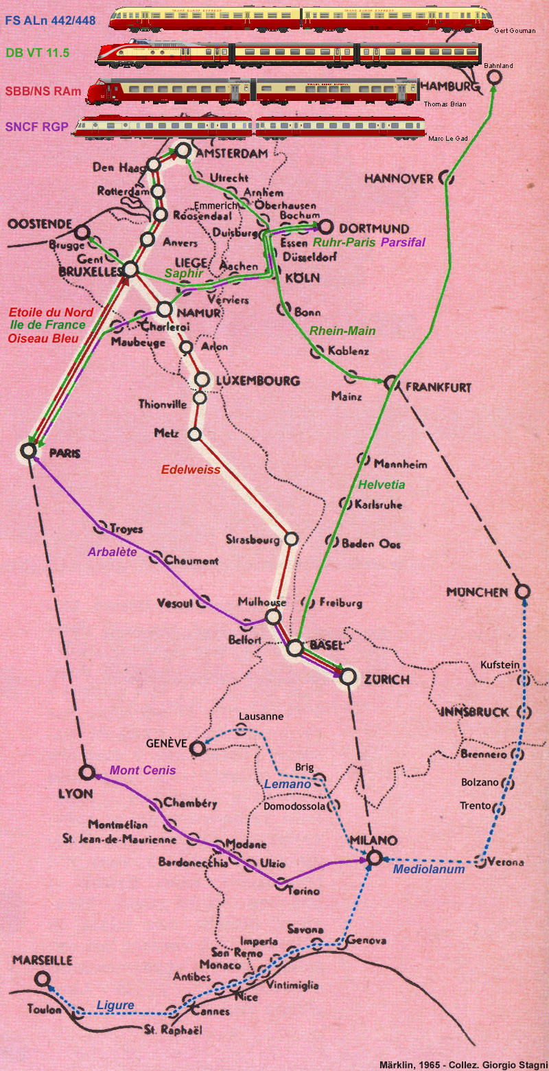 Trans Europ Express - TEE 1957/58, rotabili.