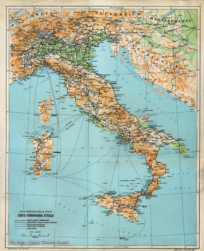 Carte ferroviarie - Carta ferroviaria FS, 1989.