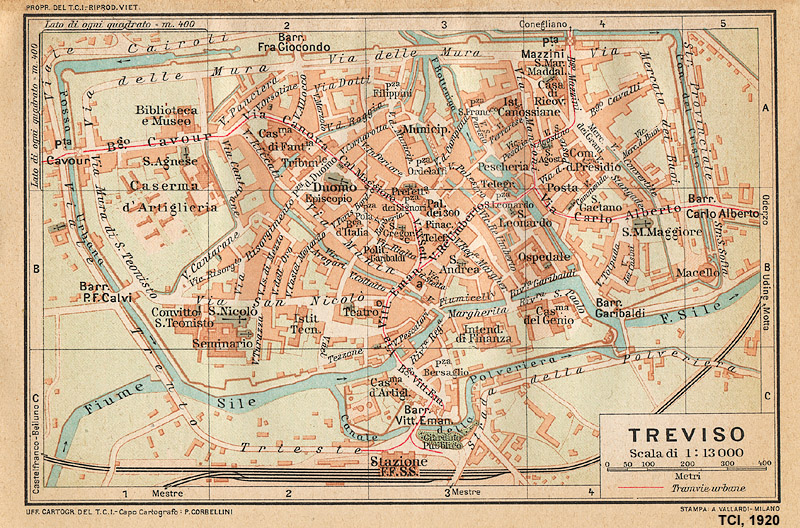 Citt italiane, anni '20 - Treviso - TCI, Guida d'Italia, 1920.