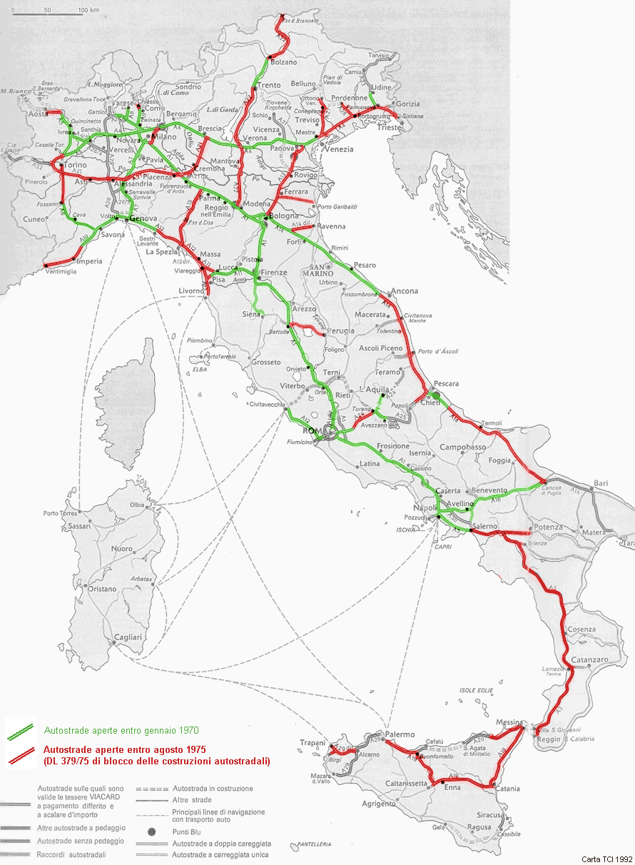 Sviluppo della rete autostradale italiana - 1975: blocco delle costruzioni autostradali