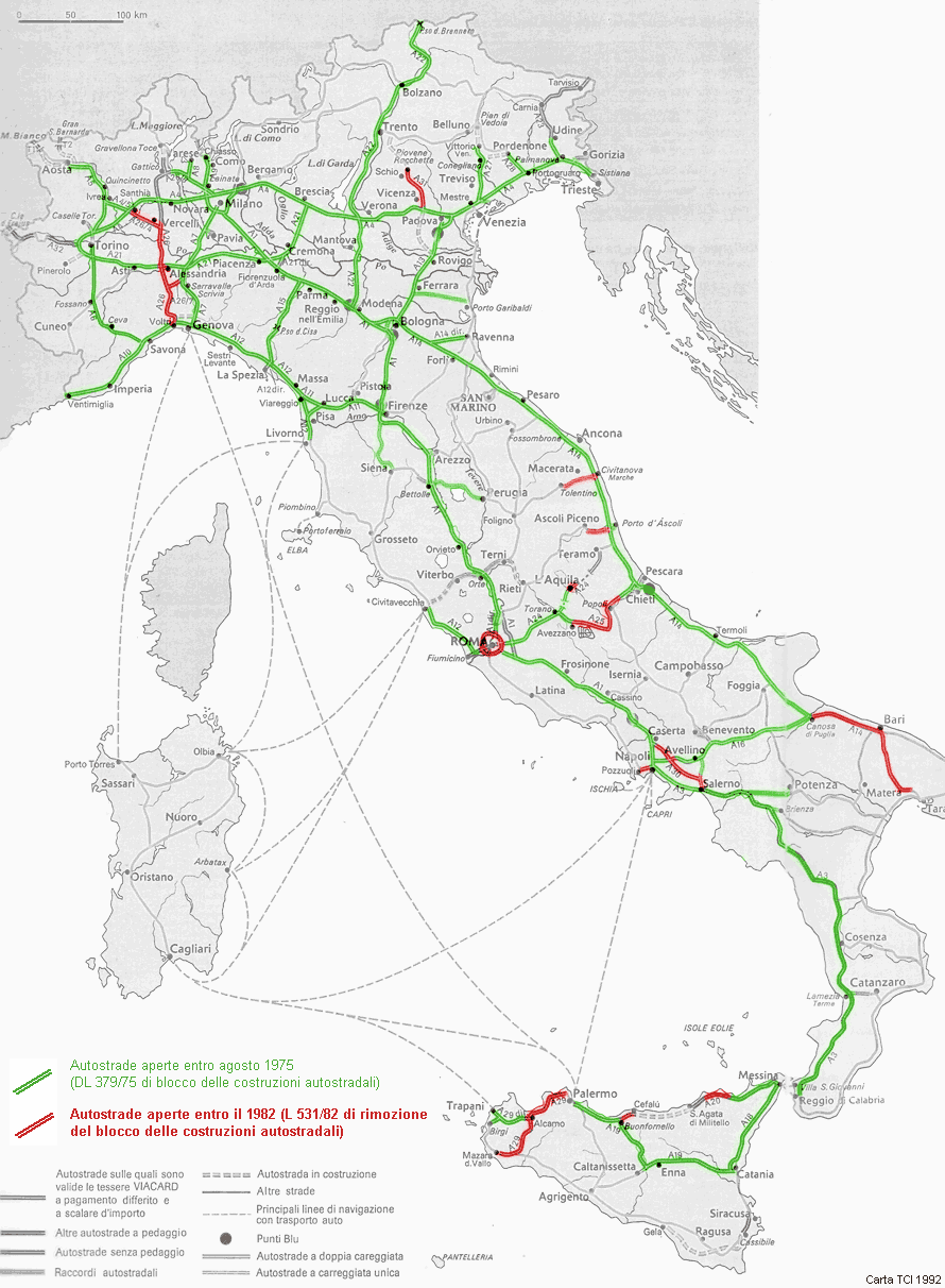 Sviluppo della rete autostradale italiana - 1982: rimozione del blocco