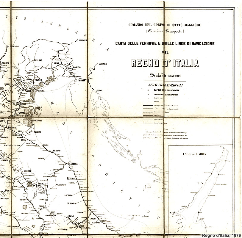 Italia ferroviaria, 1876 - Nord-Est e Centro-Adriatico.