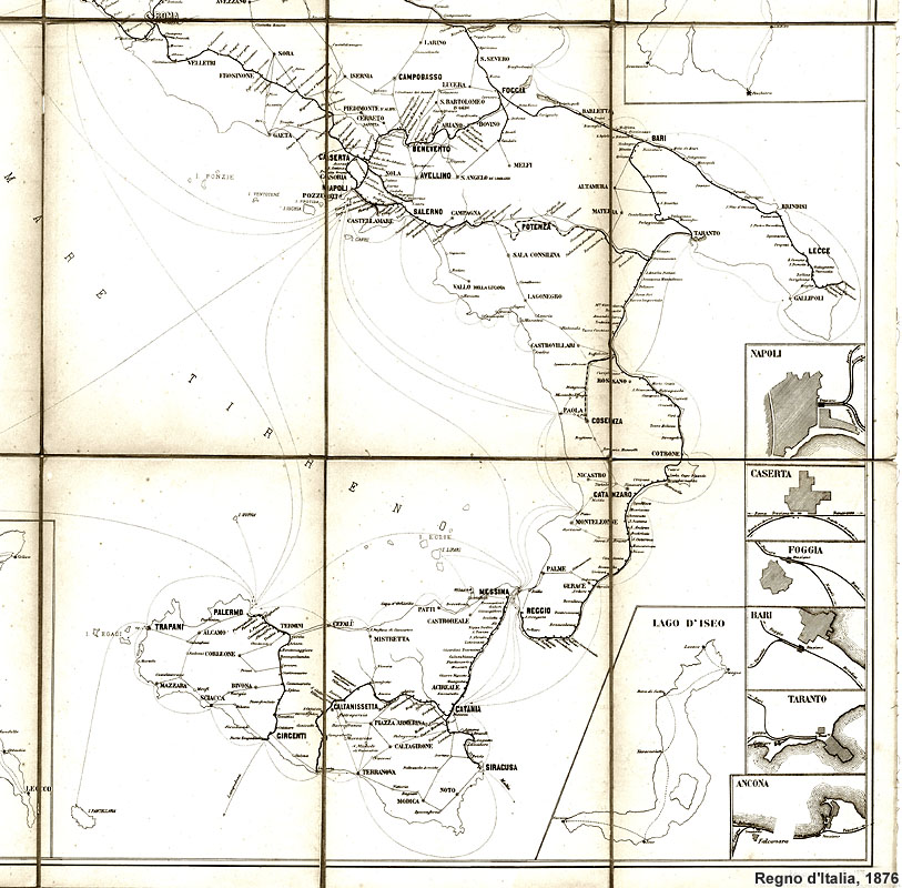 Italia ferroviaria, 1876 - Meridione.