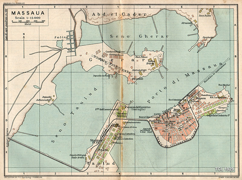 Le colonie italiane in Africa - Massaua - TCI, Possedimenti e Colonie, 1929.