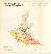 Ferrovie concesse e tramvie estraurbane, 1936 - Lombardia orientale.