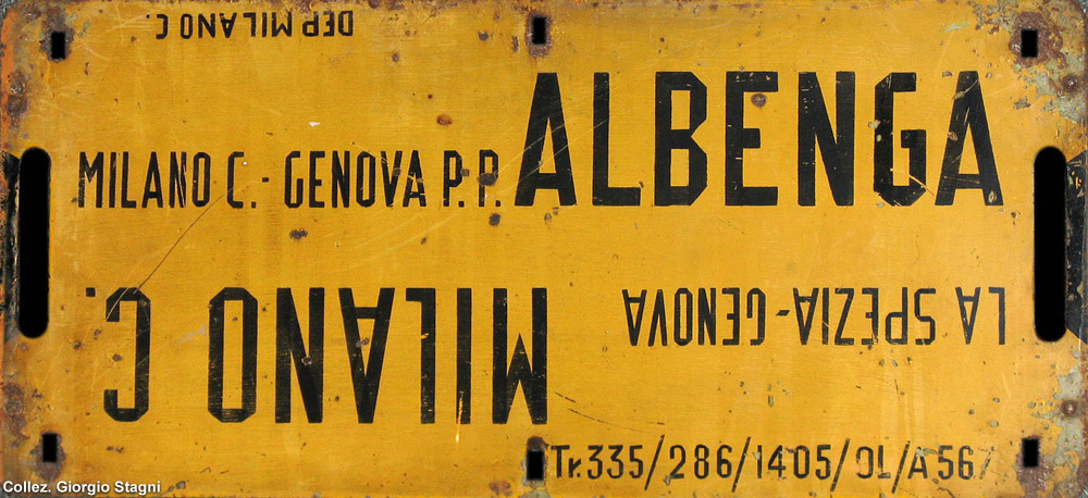Cartelli di percorrenza - Milano-Albenga, La Spezia-Milano.