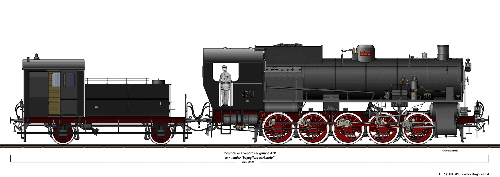 Locomotive a vapore con tender separato - Gr. 470