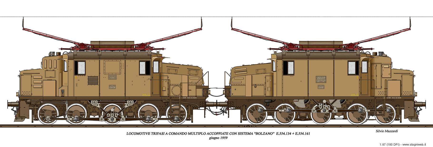 Le macchine classiche - E.554.134+161 a comando multiplo.