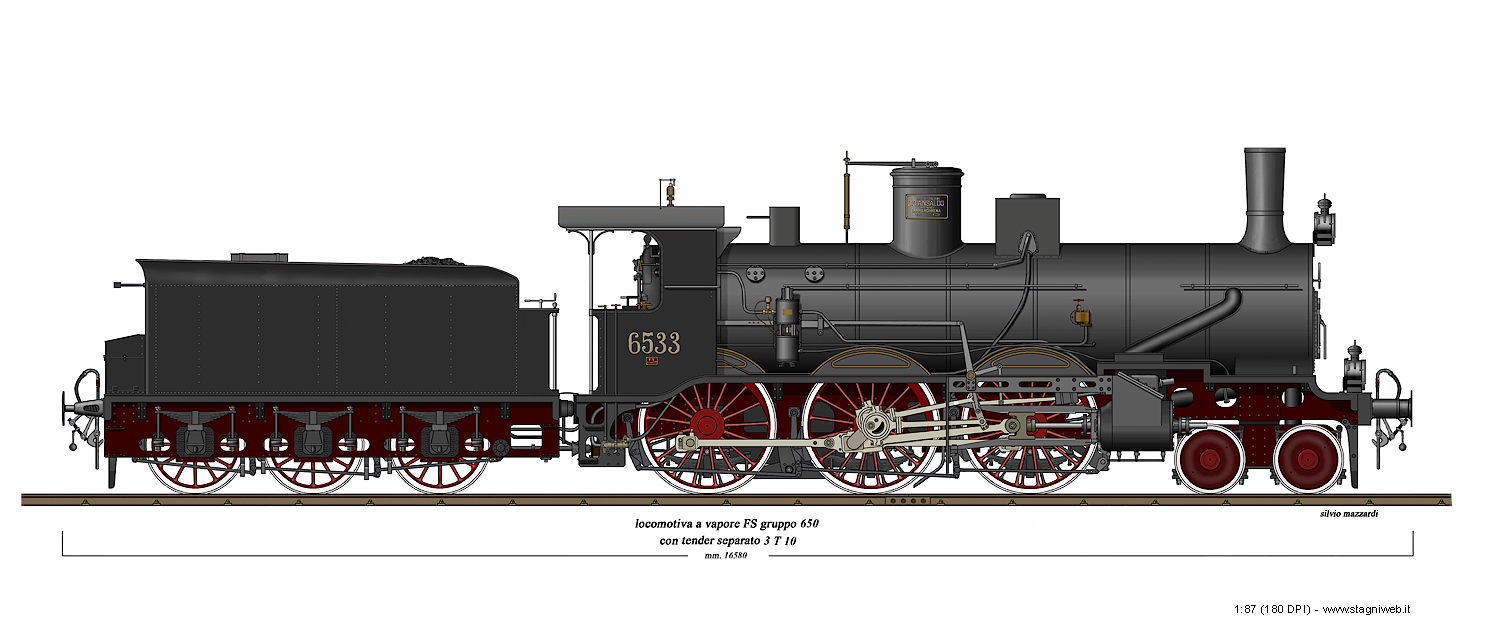 Locomotive a vapore con tender separato - Gr. 650