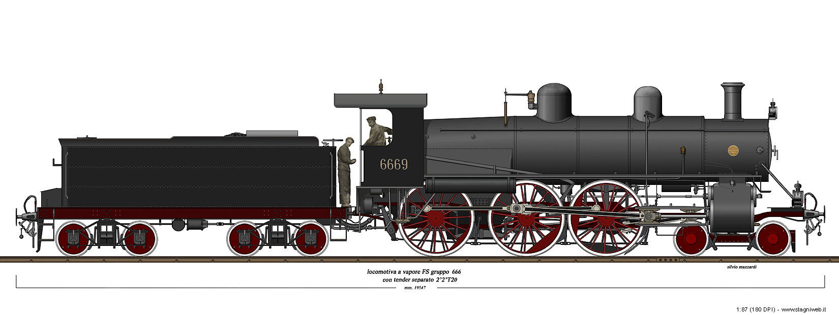 Locomotive a vapore con tender separato - Gr. 666