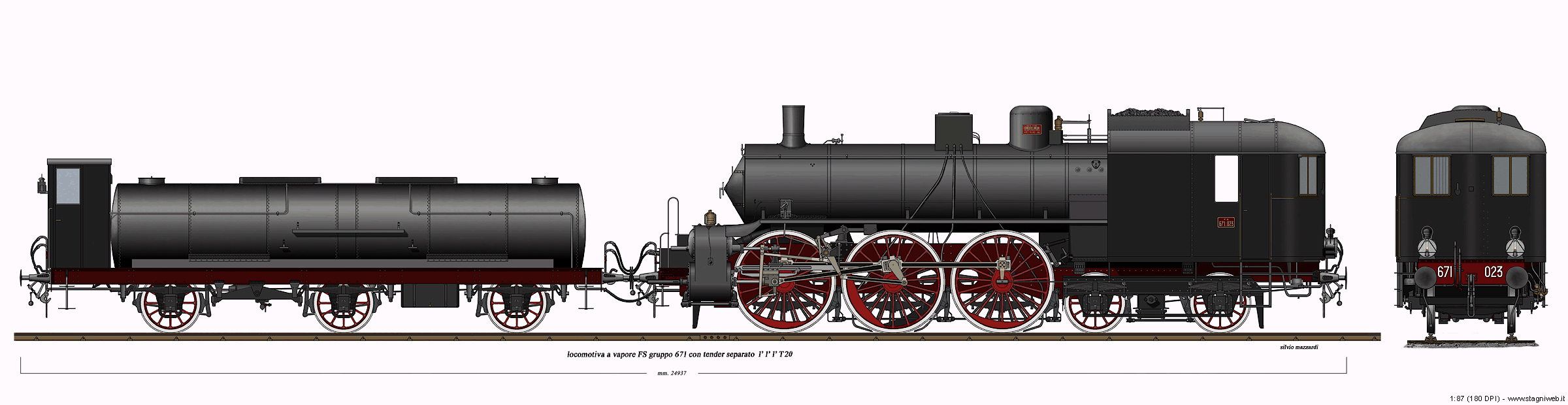 Locomotive a vapore con tender separato - Gr. 671