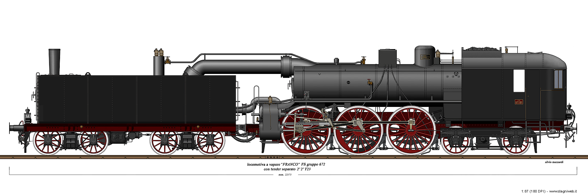 Locomotive a vapore con tender separato - Gr. 672 Franco-Crosti