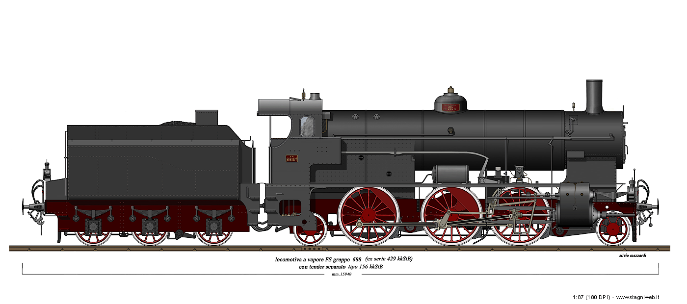 Locomotive a vapore con tender separato - Gr. 688