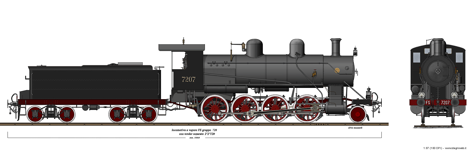 Locomotive a vapore con tender separato - Gr. 720