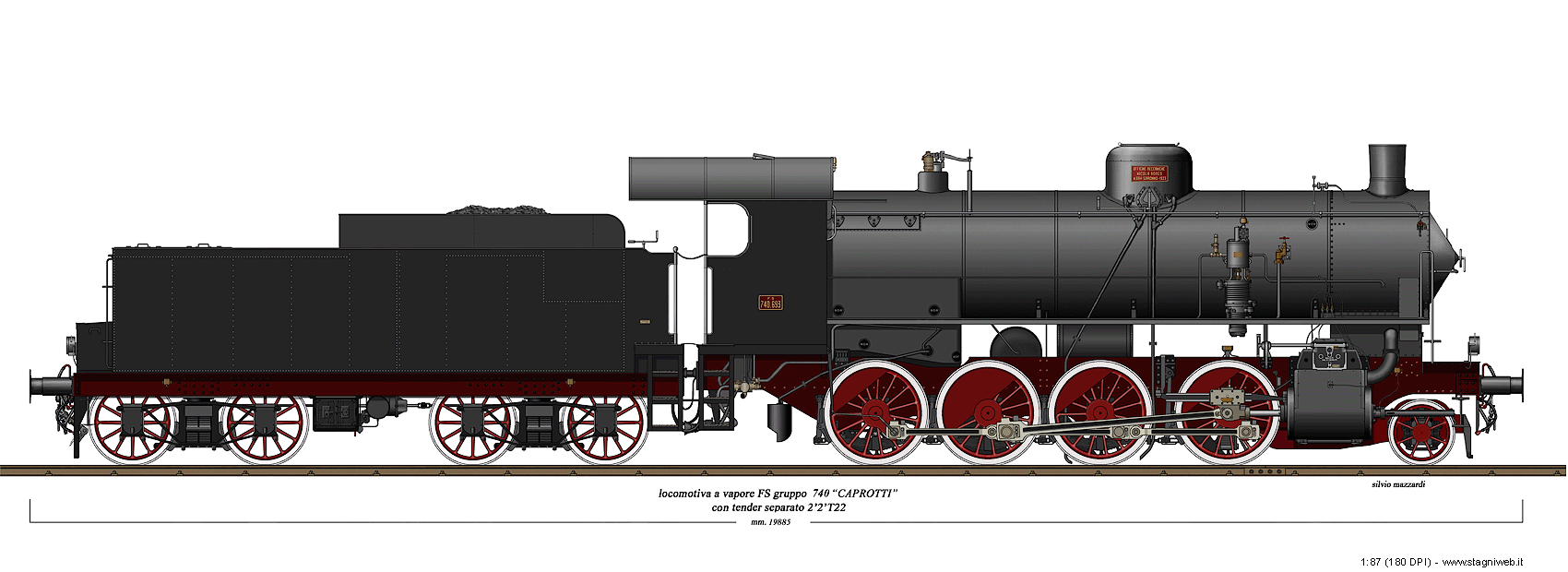 Locomotive a vapore con tender separato - Gr. 740 Caprotti