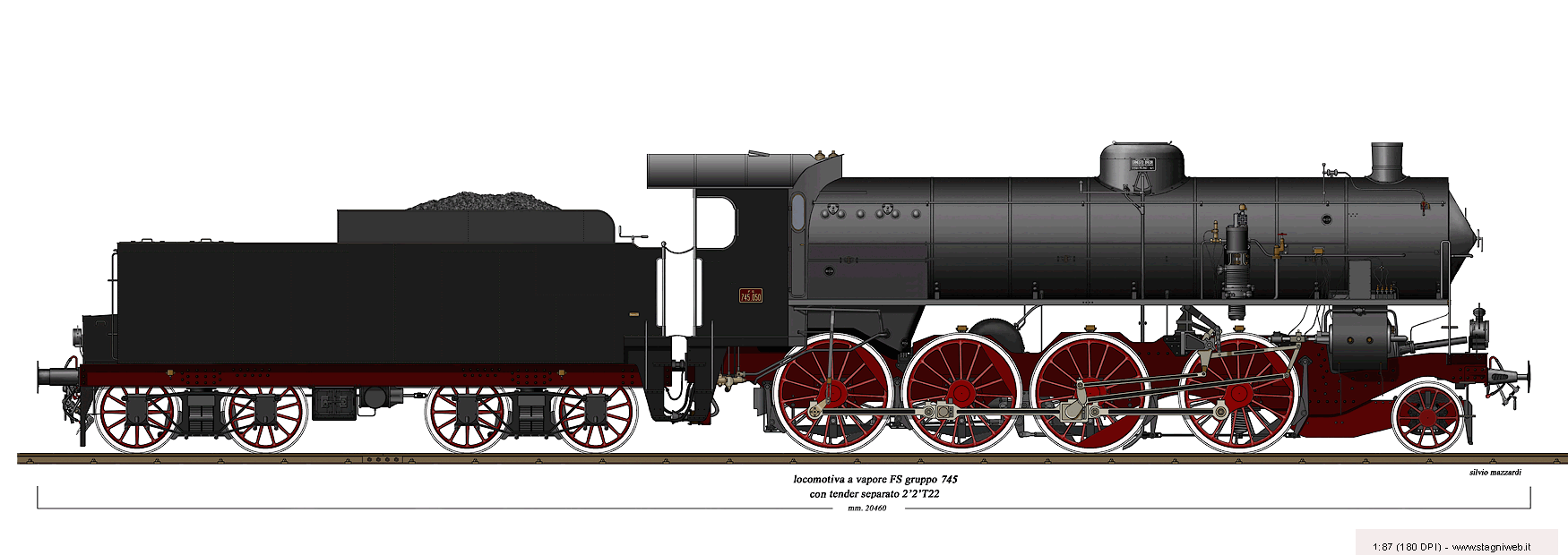 Locomotive a vapore con tender separato - Gr. 745