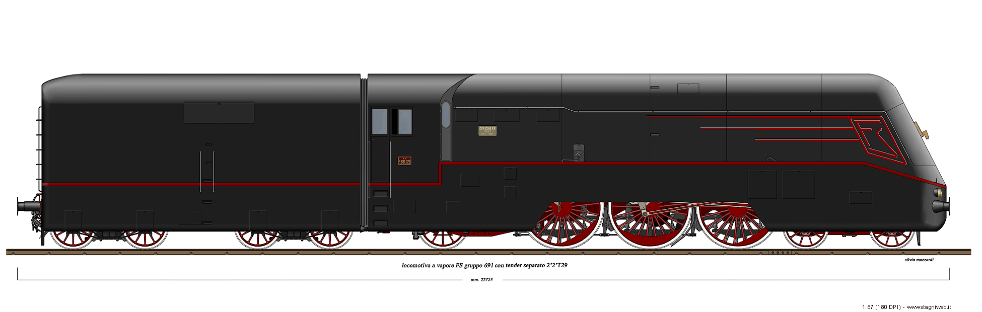 Locomotive a vapore con tender separato - A.691.026