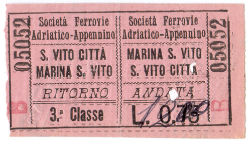 LINEA DI COSTA</b> - La ferrovia Ortona-Casalbordino - Biglietto FAS