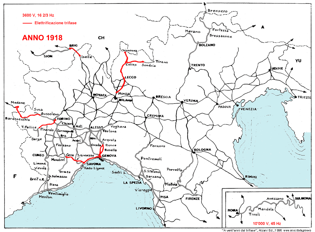 La rete trifase - Anno 1918.